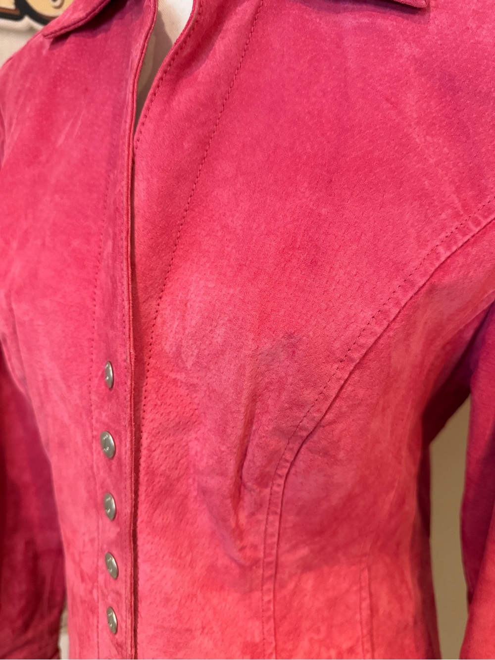 Raspberry Pink Suede Button-Front Jacket - Picture 2 of 12